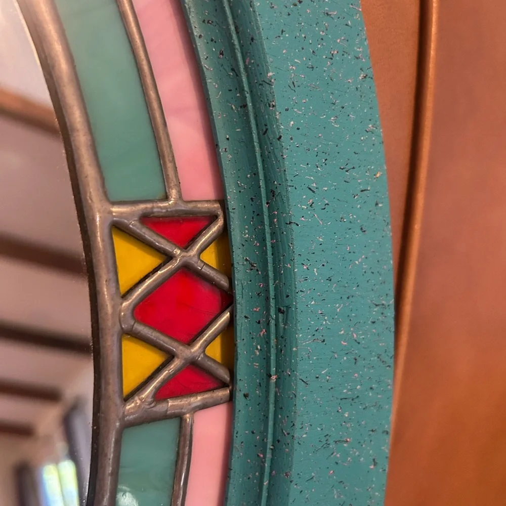 David Martinez Navajo artist. Turquoise Round Wall Mirror with price tag 1990’s